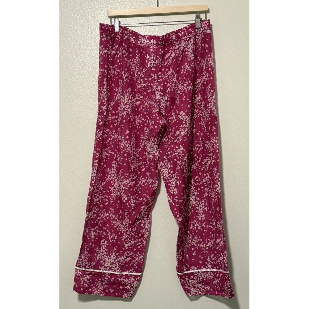 PAPINELLE Women's Size Large Pajamas Set Magenta Floral Lt Weight Cotton Silk - Picture 5 of 13